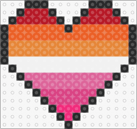 Lesbian Heart Perler - lesbian,heart,love,pride,gradient,orange,pink