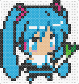 Chibi miku perler 2 - hatsune miku,leek,vocaloid,chibi,music,character,kawaii,light blue,tan