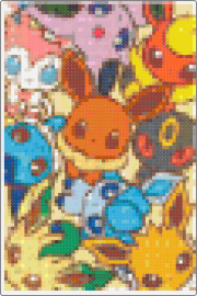 Eeveelutions - eevee,pokemon,evolutions,character,gaming,cute,panel,colorful,orange,yellow