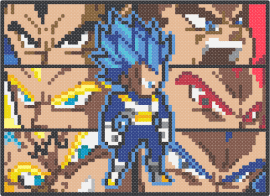 Vegeta Transformations - vegeta,dragon ball z,character,panel,tapestry,anime,tv show,blue,red,yellow,tan