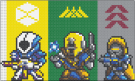 Destiny 2 Perler - destiny,video game,chibi,characters,panel,emblems,colorful,banners,yellow,green,gray,blue