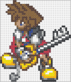 Sora Perler - sora,kingdom hearts,character,keyblade,video game,yellow,brown