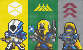 Destiny 2 Perler - destiny,video game,chibi,characters,panel,emblems,colorful,banners,yellow,green,gray,blue