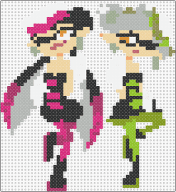 splatoon marie and callie - marie,callie,squid sisters,splatoon,characters,video game,pink,green