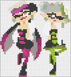 splatoon marie and callie - marie,callie,squid sisters,splatoon,characters,video game,pink,green