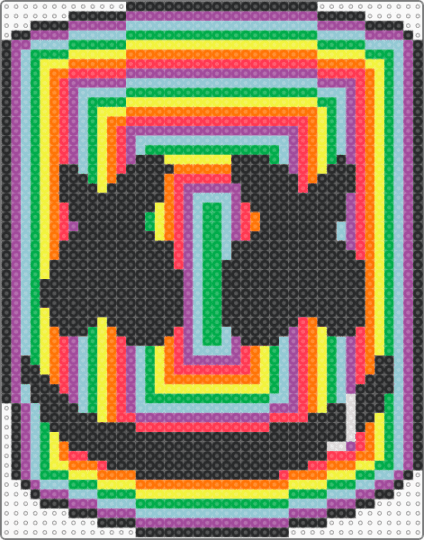 Marshmello Head Rainbow Trippy Experiment - colorful, dj, edm, green, marshmello, orange, outline, pink