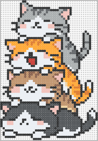 Stacked Cats Pintrest - gray, orange, purple, tan