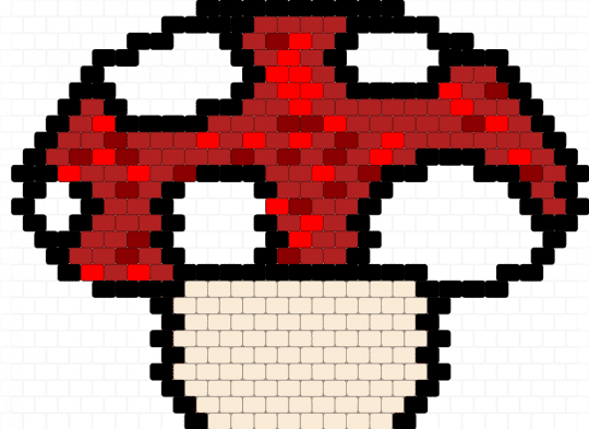Mushroom payote stitch banner/bag side one - red,white
