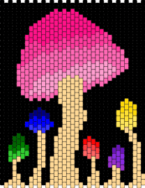 Mushrooms - mushrooms,neon,nature,fungus,colorful,dark,panel,black,pink