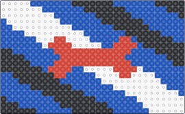 Pup play flag - pup,pride,bone,flag,diagonal,stripes,community,red,blue,black