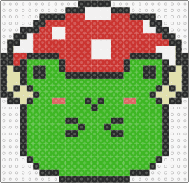 Cute Mushroom Frog - frog,mushroom,hat,cute,animal,amphibian,nature,kawaii,green,red