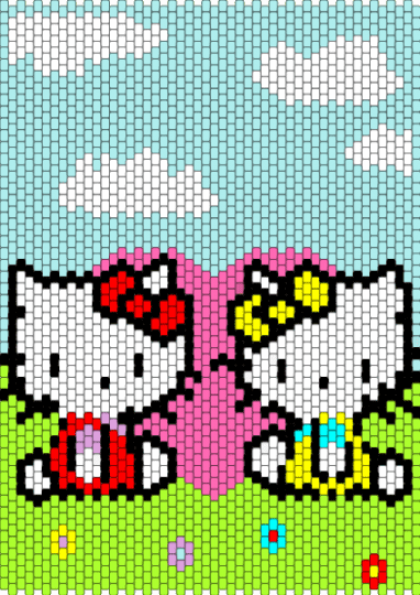 hello kitty + mimmy bag panel - light blue,green,hello kitty,bag pattern,mimmy hello kitty