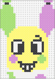 LOOEY dandys world headshot - looey,dandys world,character,head,video game,horror,pastel,bright,smile,yellow,pink,green