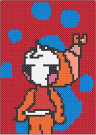 Shrimpo sketch but fuse beads! - shrimpo,dandys world,character,video game,panel,red,blue,orange