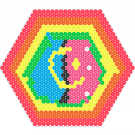 Rainbow and Eid moon - moon,hexagon,colorful,yellow,pink,blue,orange