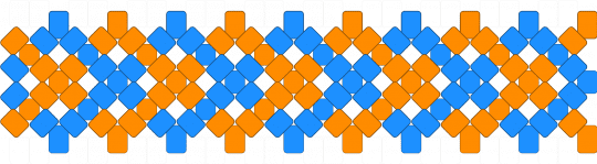 Orange and Blue overlapping diamond cuff - light blue,orange,cotdduotone
