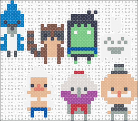 Regular show minis - gray,beige,purple,colorful,regular show,mordecai,rigby,skips,pops,muscle man,high five ghost,benson