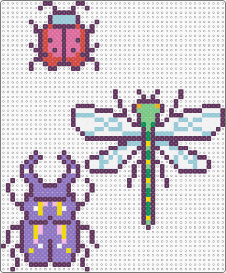 Bugs 4 - pink,blue,bug,bugs,dragonfly,beetle