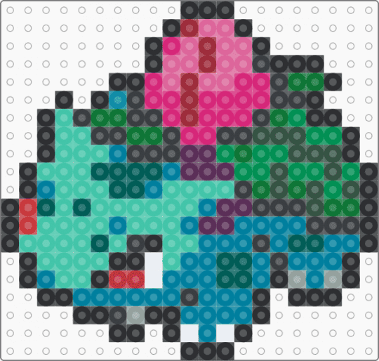 (0002) Ivysaur - pink,teal,ivysaur,pokemon,green,turquoise