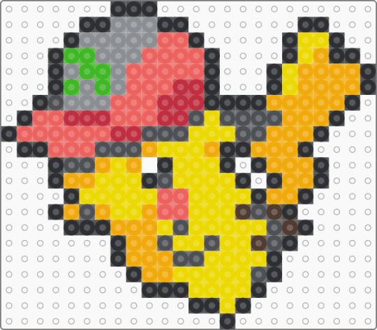 (0025) Hoenn cap Pikachu - gray, orange, pikachu, pokemon, pokmon sprite, red, sprite, yellow