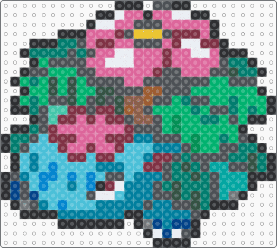 (0003) venasaur mega - gray, green, pink, pokemon, teal, venasaur