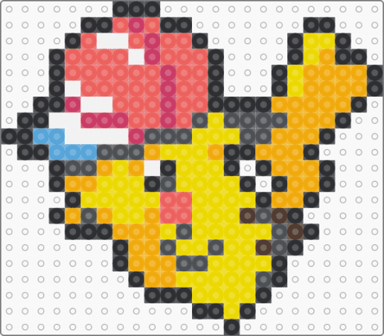 (0025) Aloha cap Pikachu - gray,orange,red,yellow,pikachu,pokemon,pokmon sprite,sprite