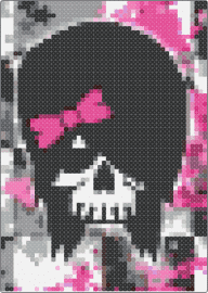 scene skull :P - skull,scene,emo,bow,black,pink