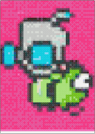 Gir - gir,invader zim,robot,costume,cartoon,character,tv show,light blue,gray,green,pink