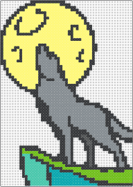 h - wolf,moon,night,animal,howl,yellow,gray,green