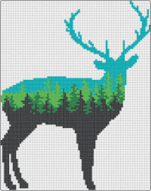 f - deer,nature,forest,silhouette,black,green,light blue