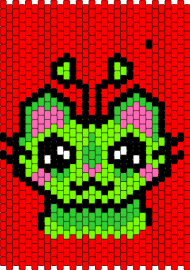 alien cat - cat,alien,cute,animal,extraterrestrial,panel,green,pink,red