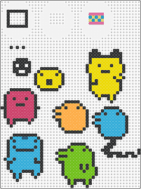 Tamagotchi and charms! (Use any colors for the tamagotchi!) - tamagotchi,3d,charms,characters,cute,simple,nostalgia,retro,colorful,yellow,light blue