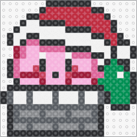 Kirby in chimney - kirby,chimney,christmas,hat,nintendo,video game,character,pink,gray,red