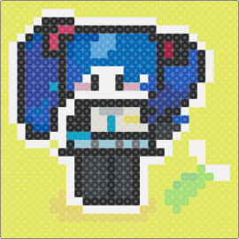 Miku - hatsune miku,vocaloid,leek,music,chibi,blue,yellow