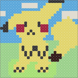 Pikachu - pikachu,pokemon,panel,landscape,gaming,yellow,light blue,green