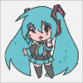 MIKU MIKU BEEEEEEEAAAAAAAAAMMMMMMMMMMM - hatsune miku,vocaloid,beam,music,character,chibi,teal,gray