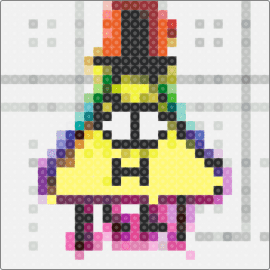 Bill perler bead pattern - bill cipher,gravity falls,character,cartoon,tv show,colorful,yellow