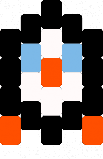 Super tiny penguin - black, light blue, orange