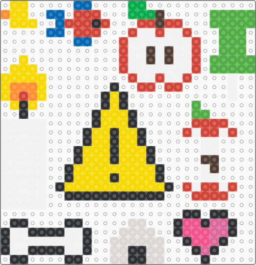 fuse bead ideas board 2 - green, red, yellow