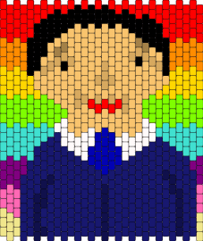 Yale- - yale,portrait,panel,character,colorful,rainbow,blue,tan