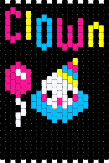 clown bag front and back cover - black,pink,light blue,clown,colorfull,cute