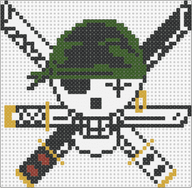 Zoro Jolly Roger - roronoa zoro,one piece,jolly roger,pirate,skull,swords,anime,tv show,white,green