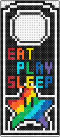 EAT PLAY SLEEP - eat play sleep,door hanger,star,rainbow,text,dark,black,red,blue