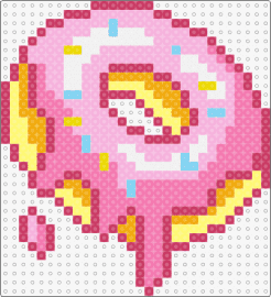 donut - donut,sprinkles,icing,food,breakfast,pink,yellow