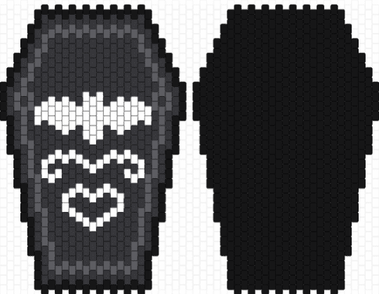 coffin bag (template used) - black,gray,white