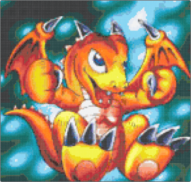 baby dragon - dragon,fantasy,baby,mythological,winged,panel,orange,yellow,teal