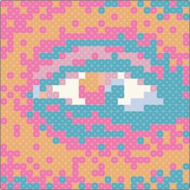 orange pink blue eye - eye,pastel,panel,orange,pink,teal