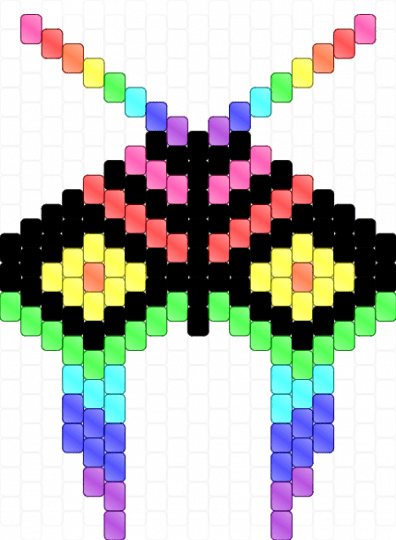 Rainbow Moth - red,yellow,green,purple