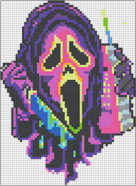 ghost - ghostface,scream,neon,knife,phone,horror,villain,movie,slasher,portrait,purple,pink