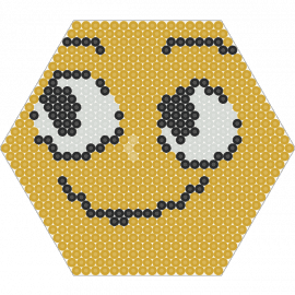 Doodle kandi - doodle,face,smiley,eyes,hexagon,tan